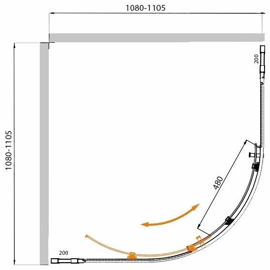 Душевой уголок (110х110) CEZARES MOLVENO MOLVENO-R-11-90+20-C-Cr-IV